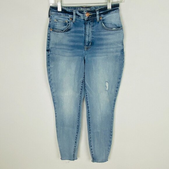Maurices Womens Jeans Super High Rise Whiskered 5 Pocket Skinny Leg 4 Reg * - Picture 1 of 9